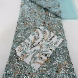 African Lace Fabric 2025 Sequins Beaded Embroidery Groom Nigerian Bridal High Quality French Tulle Lace Fabric For Wedding Party