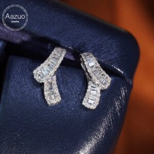 Aazuo LuxuryJewelry 18K Orignal White Gold Natrual Diamonds 0.50ct Birthday Gift Stud Earrings Gifted For Women Senior Banquet