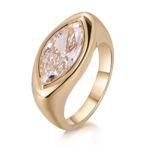 Provence Fine Jewelry 14K/18K Yellow Gold 3ct Marquise Lab grown diamond ring for women Chunky vintage solitaire engagement ring