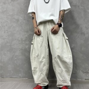 Design Sense Stitching Ruffle Overalls Men’s Fashion Trend Loose Wide Leg Casual Trousers Matchet Pants