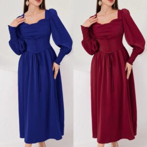 Customized Exquisite Sparkle Jersey Draped Pleat Ruched Beach A-line Square Collar Bespoke Occasion Gown Midi Dresses