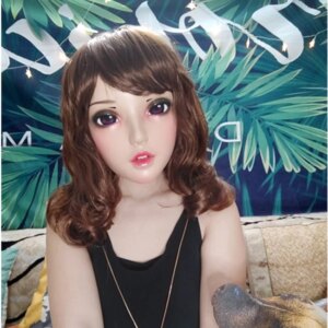 (Fu-05)Female Sweet Girl Resin Half Head Kigurumi BJD Eyes Crossdress Cosplay Japanese Anime Role Lolita Mask With Eyes And Wig