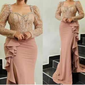 Aso Ebi Arabic Blush nude Pink Mermaid Mother Of The Bride Dresses Lace Beaded Party Birthday Celebrity Mother Of Groom Gowns
