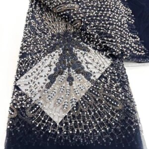 2025 5 Yards Hot Sale Fashion Design African High Quality Embroidery Heavy Beaded Net Lace Sequins For Wedding or Party Dresses