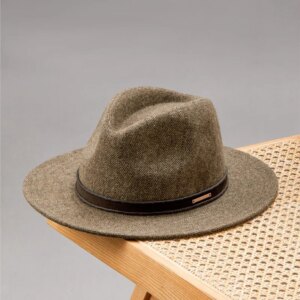 Autumn and winter new men’s classic vintage herringbone flat brim top hat casual fashion big cap