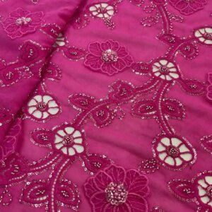Pink Nigerian Milk Silk Lace Fabric African Chiffon Lace Fabric 2024 High Quality Water Soluble Lace Material For Wedding Sewing