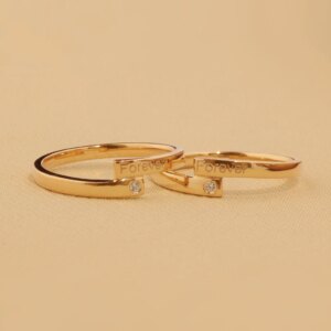 AZS Designer Handcrafted Custom Simple Gold-Plated Silver Rings with Lab-Grown Diamonds – Lovers’ Valentine, Wedding rings