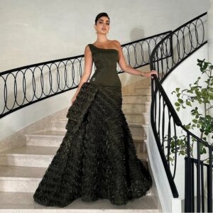 Thinyfull Women’s Evening Dress One Shoulder Sleeveless Dress Elegant Sexy Cocktail Wedding Party Lady Long Dress Customized