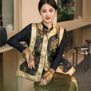 New splicing Chinese style vest feminine embroidery