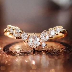 Provence Gradient Crown ring Solid Gold DEF/VS Lab Diamonds Luxury Wedding band Anniversary Rings for Women Tail Ring Custom