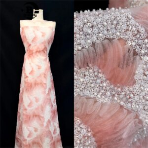 3D Stylish French Sequin Lace Fabric 2025 High Quality African Beaded Embroidery Fabric Nigerian Tulle Mesh Lace Fabric Wedding