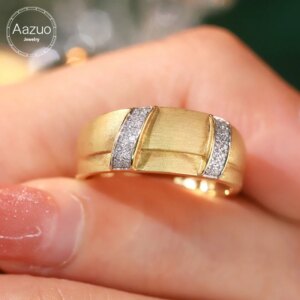 Aazuo Luxury Fashion Jewelry 18K Solid Yellow Gold Real Natural Diamonds Froted Ring Gift for Woman Engagement Party Au750
