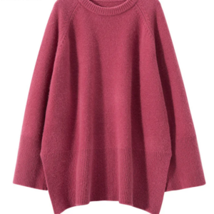 BirdTree, 5G Wool Cashmere Loose Sweaters, Women O-Neck High Slit, Casual Fashion Pullover, 2024 Autumn Winter New Top T48760QM