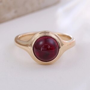 Provence jewelry 10K 14K yellow gold wedding rings round cut lab ruby rings for women trendy custom birthbay anniversary gifts