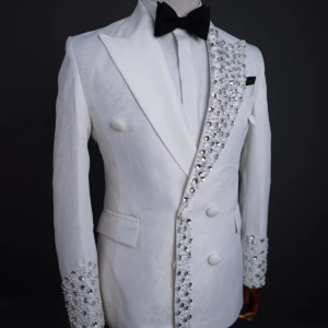 Fashion Men’s Slim Fit Suit Double Breasted Wedding Men Suits 2 Pieces Blazer Pant for Wedding Business Party Jacket Customized