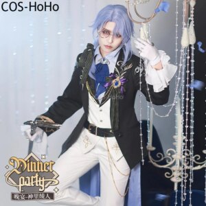 COS-HoHo Genshin Impact Kamisato Ayato Dinner Party Game Suit Handsome Unifrom Cosplay Costume Halloween Party Outfit Men
