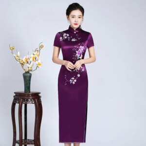 Yourqipao Chinese Grandma’s Wedding Banquet Dress Traditional Embroidery Cheongsam Evening Dresses Mother of The Bride Gowns