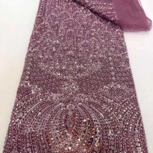 2025 New African French Nigerian High End Lace Fabric With Beads Sequins Mesh for Embroidery Wedding Party Bride Sewing Dress