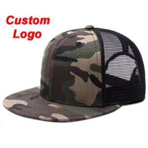 Custom Hiphop Cap Flat Bill Private Name Camo Color Personal Logo Fishnet Mesh Cool Cloth Baseball Football Tennis Trucker Hat