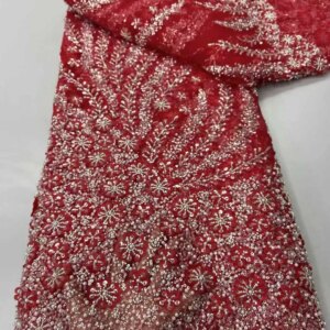 African Lace Fabric With Bead And Sequin High Quality French Tulle Embroidery Mesh Material For Luxury Banquet dress