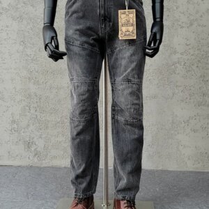 Amekaji Style Retro Black Gray Straight Leg Jeans Men three-dimensional Cut Discharge Dye Wash Good Quality Pants