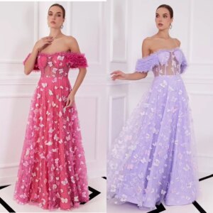 Customized Sparkle High Quality Exquisite Jersey Applique Draped Ruched Formal Evening A-line Off-the-shoulder Bespoke Occasion