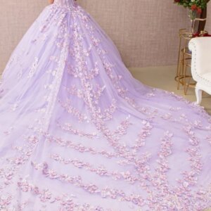 NW29 Customized Lilac Sweet 16th Girls Quinceanera Dresses Cap Sleeve Flower Applique Puffy Skirt Women Party Occasion Wear Prom