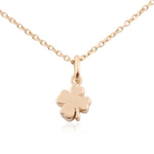 Provence Solid 14K Yellow Gold Clover Pendant With Chain For Women Party Anniversary Birthday Trendy Jewelry