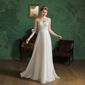 Women’s Spaghetti Strap  Sweetheart Neck A Line Wedding Dresses Formal Long Bridal Lace Prom Dress