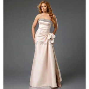 Elegant Evening Dresses Strapless Sleeveless A Line Sequins High Quality Floor Length Vent Backless Banquet Party Prom Girl Gown
