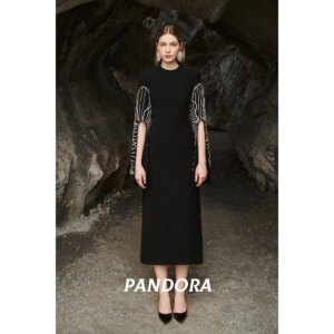 Pandora Elegant Customized O Neck Crystal Sleeve Formal Evening Dress Straight Prom Dress Dubai Wedding Party Dress فساتين سهرة