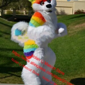 New Custom Long Haired Husky Dog Fox Wolf Mascot Costume Unisex Cartoon Suit Cosplay Birthday Party Adult Size Holiday Gift 1055
