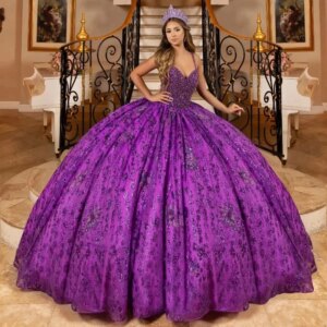 2025 Lavender Shiny Quinceanera Dress Ball Gown Sequins Applique Lace Beaded Tull Off Shoulder Sweet 16 Vestido De 15 Anos