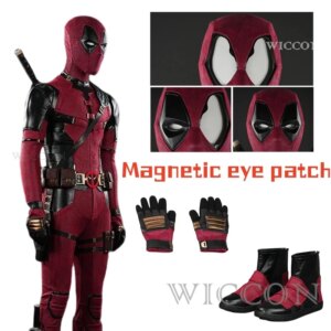 New Deadpooling 3 Cosplay Cosutme Mask With Magnetic Glasses Wade Winston Wilson Jumpsuit Belt Cosplay Costume Suit Halloween
