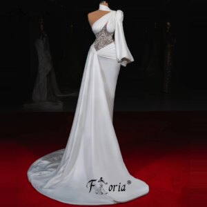 Luxury Ivory Bead Mermaid Wedding Event Dress with Side Train Customized Elegant Dubai Women Formal Evening Gowns Gala Vestidos