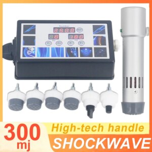 300MJ Shockwave Therapy Machine Easy Operation With 7 Heads ED Treatment Back Pain Relieve Home Use Professional Easy Operate