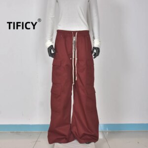 High Street Dark RO Pant Retro Multi Pocket Casual Work Pants Straight Leg Loose Wide Leg Pants Long Pants Wide Legs