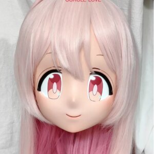 (GLA04031)Customize Character Resin Half Head Japanese Animego Cosplay Crossdressing Doll Anime Kigurumi Mask With Eyes And Wig