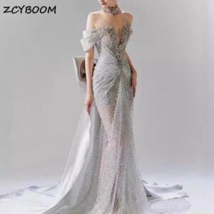 Customized Sleeveless Off The Shoulder Sexy Strapless Mermaid Evening Dresses For Women 2025 Dresses For Formal Occasions