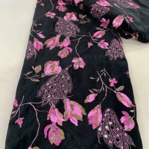 Pink Velvet Lace Fabric 2024 High Quality Lace Sequin African Lace Fabric 5 Yard Embroidered Dubai New 2024 Evening Dress A620-1