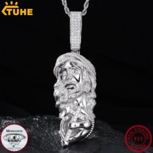 TUHE Unisex High Quality VVS1 Moissanite Iced Out Jesus Pendant For Men Hip Hop Jewelry