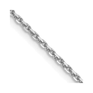 14K White Gold 18 inch 1.4mm Diamondcut Round Open Link Cable with Lobster Clasp Chain