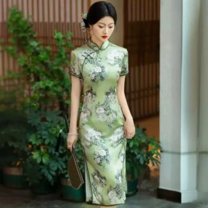High Quality High-End Real Silk Cheongsam Qipao 2024 New Summer Modified Chinese National Style Dress Young Girl