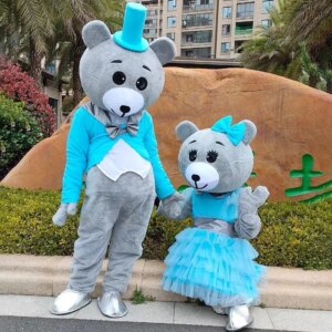 Adult Size Couple Teddy Bear Mascot Costume Carnival Prom Party Valentine’s Day Show Props Cosplay Bear Cartoon Doll Dress Set