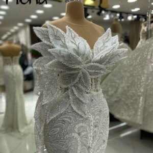 Bride White Beaded Evening Dress Long Mermaid Luxury Wedding Party Gowns Formal Occasion Dresses Engagement Dress Custom Made