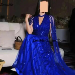 Customized V-Neck Dresses For Prom A-Line Lace Dress Women Elegant Luxury Floor-Length Long Sleeves Birthday Dresses Luxury