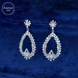 Aazuo Fine Jewelry 18K Orignal White Gold Natrual Diamonds 1.80ct Fairy Irregular Stud Earrings Gifted For Women Senior Banquet