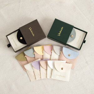 Custom Printed Recycled Paper Jewelry Gift Box with Slide Drawer Velvet Lined Pouch Eco Multi Piece Organizer Necklace Earring