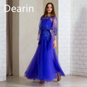 Customized Evening Dress Prom Gown Party Occasion Formal YPMWZX Jewel A-line Floor Length Skirts Tulle Bespoke Dresses