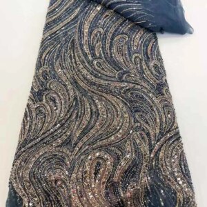 High Quality Heav Beads Tulle Lace Nigerian Luxury Sequins Handmade Embroidery Net Lace Fabric For Wedding Party Dress,400X-C